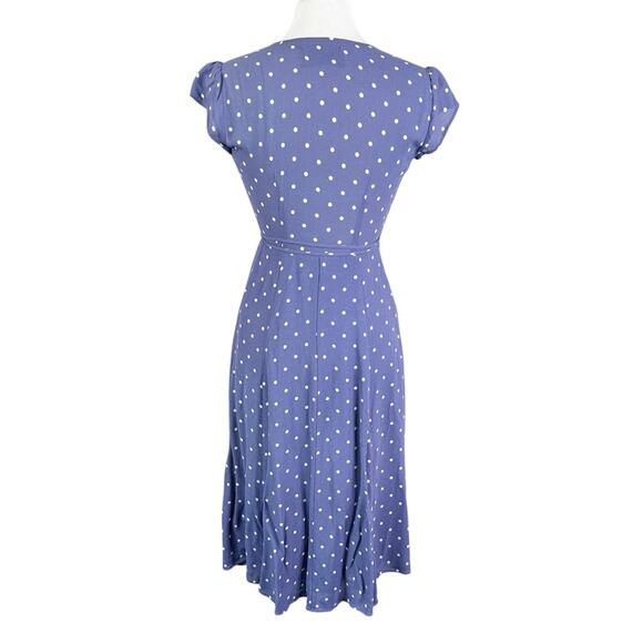 Reformation Carina Wrap Midi Dress Womens XS Purple White Polka Dot - Picture 3 of 8